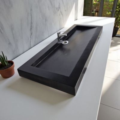Plan vasque noir 80x47x8 édition céleste en béton fibré cimenté , fabriqué artisanalement en France par Gakeal