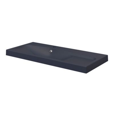 Plan vasque noir en résine l.100 cm GoodHome Mila