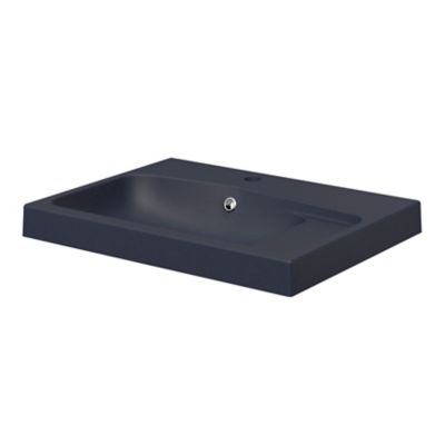 Plan vasque noir en résine l.60 cm GoodHome Mila