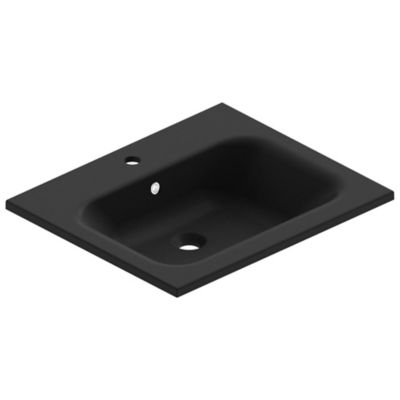 Plan vasque noir en résine l.60 cm, Pura+