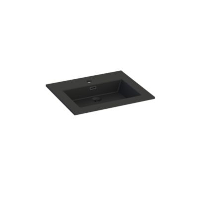 Plan vasque noir mat en résine l.60 cm, Pamili