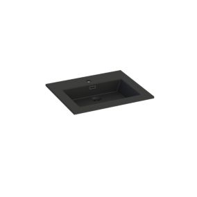 Plan vasque noir mat en résine l.60 cm, Pamili