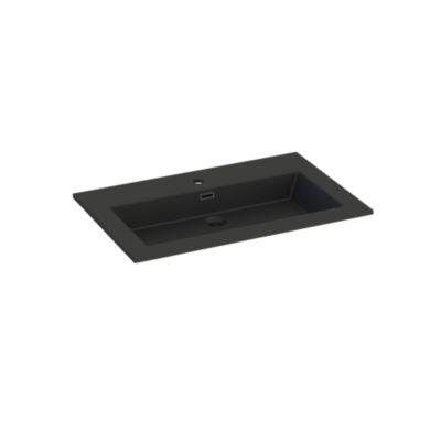 Plan vasque noir mat en résine l.80 cm, Pamili