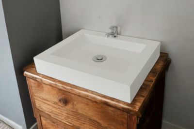 Plan vasque simple,beton,gakeal,blanc L60xP47
