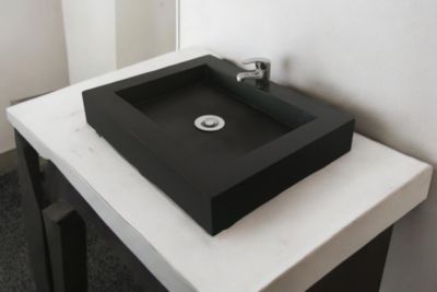 Plan vasque simple,beton,Gakeal noir L60xP47