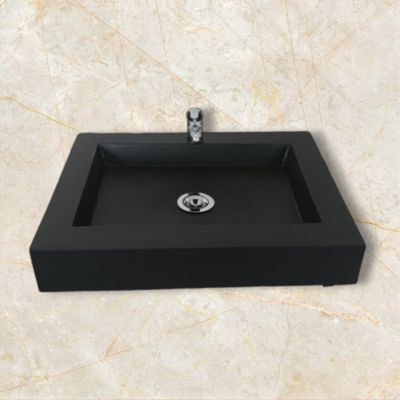 Plan vasque simple,beton,Gakeal noir L60xP47