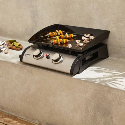 Plancha au gaz 2 brûleurs - Porthos - 5 kW. barbecue. cuisine extérieure. plaque émaillée. inox