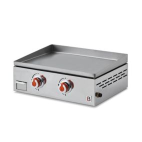 plancha au gaz BRASERO Joana Inox 2 Feux - Surface de cuisson 53 x 40 cm - Gris