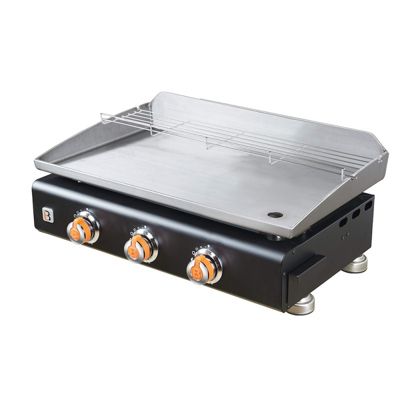 Plancha au gaz BRASERO Silvia II G - 3 Brûleurs - 67 x 34 cm - Inox, Noir