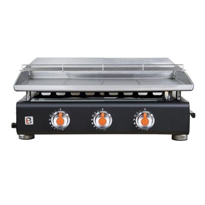 Plancha au gaz BRASERO Silvia II G - 3 Brûleurs - 67 x 34 cm - Inox, Noir