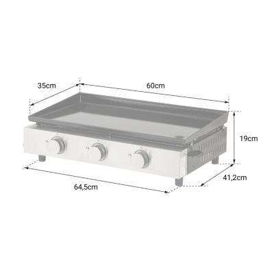 Plancha au gaz MERIDA 3 brûleurs 6 kW - Happy Garden