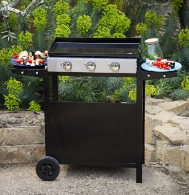 Plancha au gaz MERIDA 3 brûleurs + chariot - HAPPY GARDEN