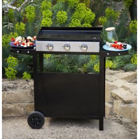 Plancha au gaz MERIDA 3 brûleurs + chariot - Happy Garden
