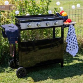 Plancha au gaz MERIDA 4 brûleurs + chariot - HAPPY GARDEN