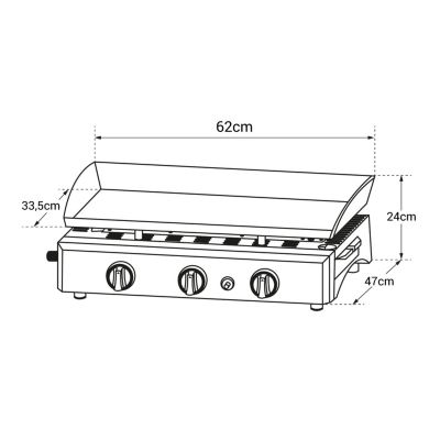 Plancha au gaz SEVILLE - 3 brûleurs 7,5kW - Happy Garden