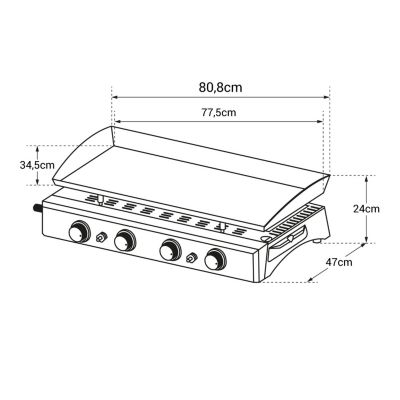 Plancha au gaz VALENCIA - 4 brûleurs 10kW - Happy Garden