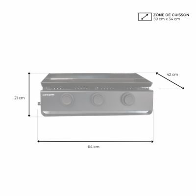 Plancha gaz 3 brûleurs 6 kW avec plaque acier émaillé et récupérateur de graisse Cook'in garden