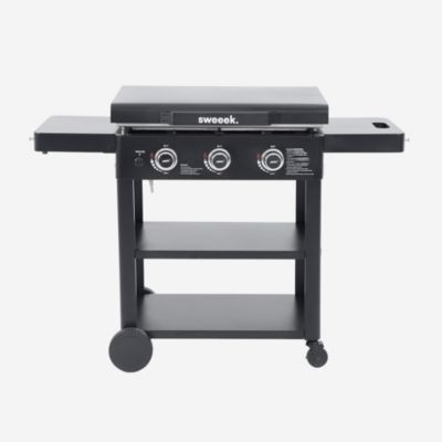 Plancha gaz 3 brûleurs acier inoxydable 12kW avec chariot noir - Raoul