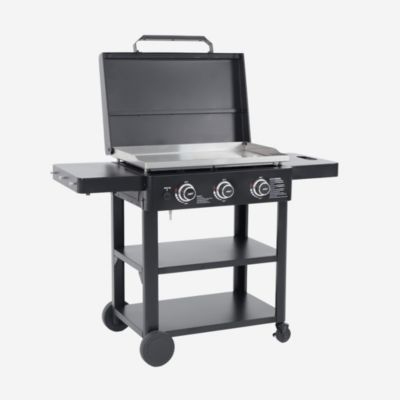 Plancha gaz 3 brûleurs acier inoxydable 12kW avec chariot noir - Raoul