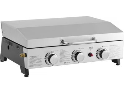 Plancha à gaz avec 3 bruleurs et couvercle en métal "Fasto"  7,5 kw  Gris