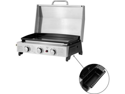 Plancha à gaz avec 3 bruleurs et couvercle en métal "Fasto"  7,5 kw  Gris