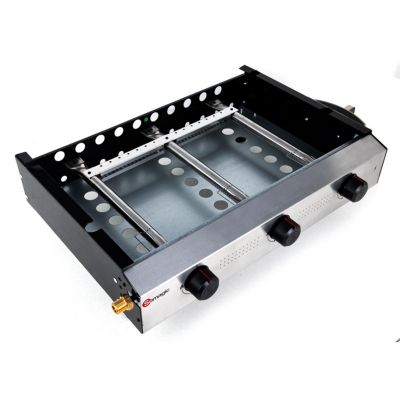Plancha à gaz avec cuve et bâti en acier laqué (77x49x24 cm - Argent)