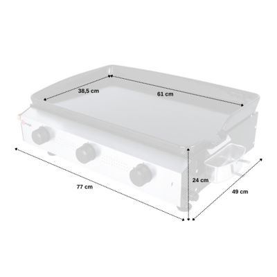 Plancha à gaz avec cuve et bâti en acier laqué (77x49x24 cm - Argent)
