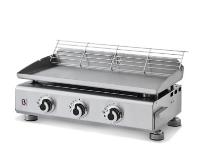 Plancha gaz Brasero Silvia II G 3 feux plaque inox