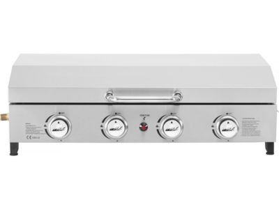 Plancha à gaz en inox avec 4 bruleurs et couvercle "Fasto"  10 kw  Gris