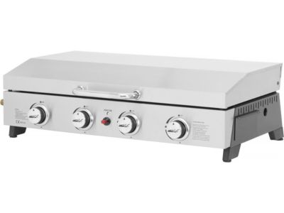 Plancha à gaz en inox avec 4 bruleurs et couvercle "Fasto"  10 kw  Gris