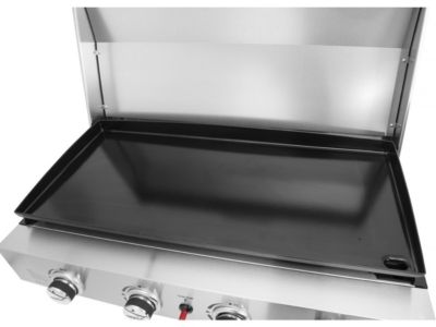 Plancha à gaz en inox avec 4 bruleurs et couvercle "Fasto"  10 kw  Gris