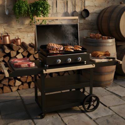 Plancha gaz noir 2 brûleurs Gueuleton 8 personnes 64 x 58 x 32 cm