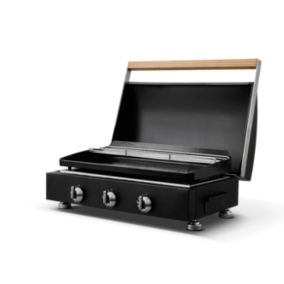 Plancha gaz noir 3 brûleurs Gueuleton 12 personnes l. 78 x P. 59 x H. 32 cm