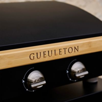 Plancha gaz noir 3 brûleurs Gueuleton 12 personnes l. 78 x P. 59 x H. 32 cm