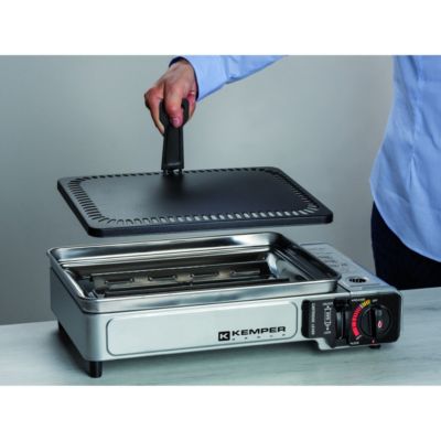 Plancha Gaz Portable 2300W Kemper Anti-Adhésive + Valise Transport - Idéale Camping Et Extérieur