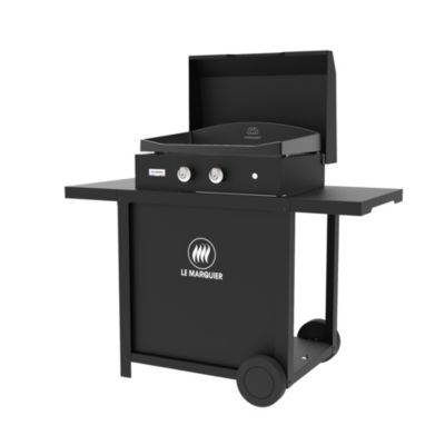 Plancha gaz Pure Grill 260 sur chariot noir avec couvercle Le Marquier