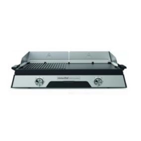 Plancha électrique 2200w plaque inox 52 x 31.5cm Kitchen Chef PLANCHADUO2200