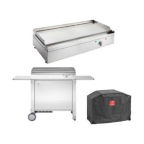 Plancha électrique en inox Chef 80 cm Avec chariot fermé + housse