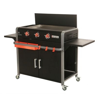 Plancha Barbecue XL 81 Cm ASH Solaris - 3 En 1 (plancha, Grill, Brasero) - Avec Rangement à Bois - Pour Jardin, Terrasse