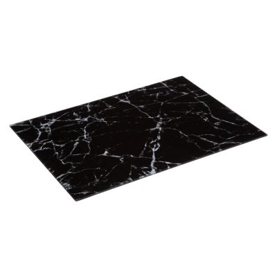 Planche à découper en verre effet marbre noir 40 x 30 cm
