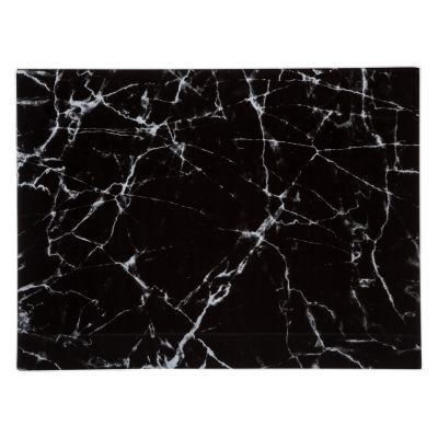 Planche à découper en verre effet marbre noir 40 x 30 cm
