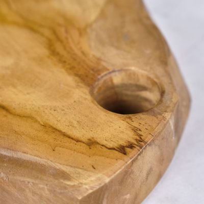 Planche à découper artisanale L.30 cm en bois de teck naturel - PLANK