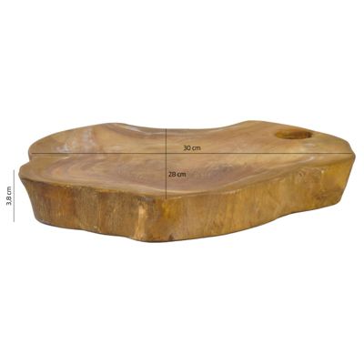 Planche à découper artisanale L.30 cm en bois de teck naturel - PLANK