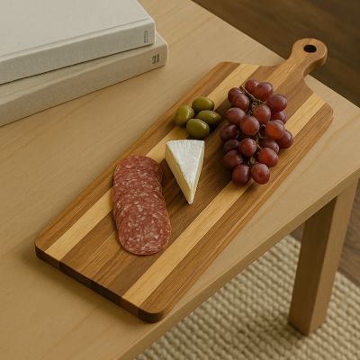 Planche à Découper de Cuisine en Bois Teck Massif Indo - 18x200x300mm