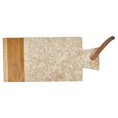 Planche à découper rectangle 35 cm marbre beige et bois de teck - FITZ