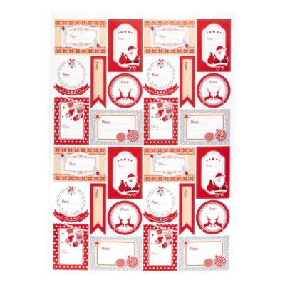 Planche de 46 étiquettes cadeau 21x29,7cm décor pop rouge - Atmosphera