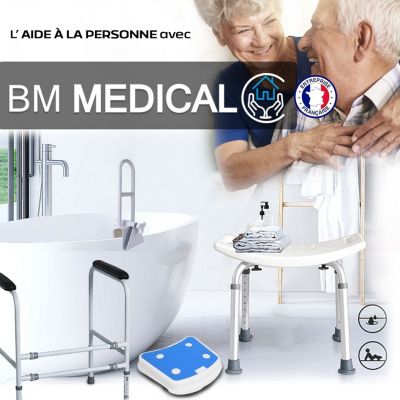 Planche de bain Bm Médical PB-10-B - réglable en largeur avec poignée intégrée, aide à se baigner en toute autonomie