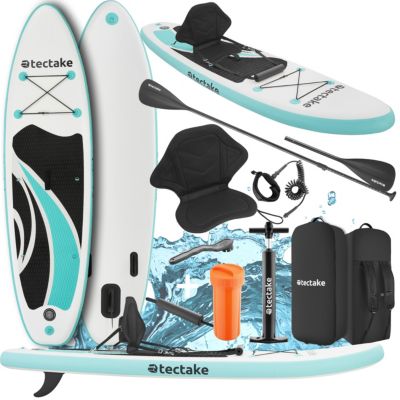 Planche de stand-up paddle 2-en-1 en matériau Drop-Stitch 288 x 77 x 22,5 cm blanc/turquoise