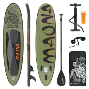 Planche stand up ECD Germany 308 x 78 x 10 cm olive PVC gonflable jusqu'à 120 kg avec accessoires