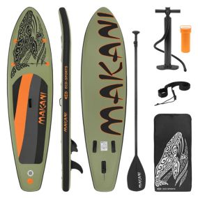 Planche stand up ECD Germany 308 x 78 x 10 cm olive PVC gonflable jusqu'à 120 kg avec accessoires